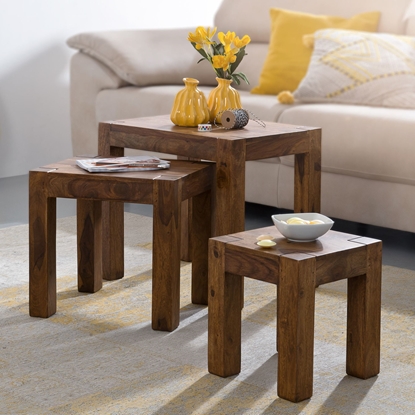 Picture of Brandyn Solid Wood Nested Side Table In Honey Finish