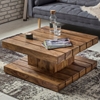 Picture of Solid Wood Sheesham Coffee Table With Grooves On Top And Bottom