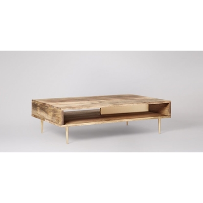 Picture of Solid Wood Finly Coffee Table With Brass Finished Legs