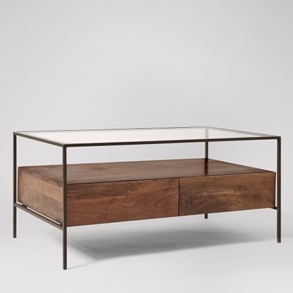 Picture of Solid Wood Mockay Coffee Table With Glass Top