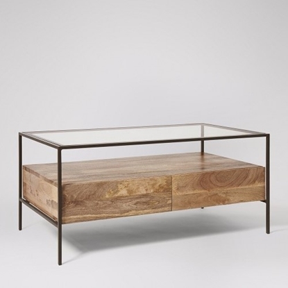 Picture of Solid Wood Mockay Coffee Table With Glass Top