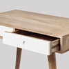 Picture of Solid Wood Otto Desk In Natural Finish With 2 White Drawers