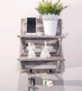 Picture of Mango Wood Floating Wall Shelf in Rustic White Colour