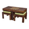 Picture of Solid wood sheesham coffee table with set of stool