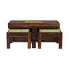 Picture of Solid wood sheesham coffee table with set of stool