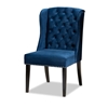 Picture of Baxton Studio Blue Upholstered and Brown Finished Wood Wingback Dining Chair