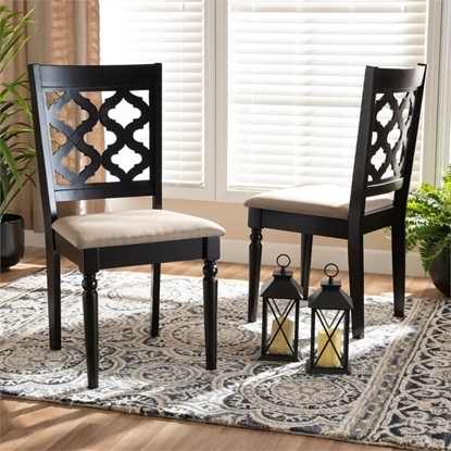 Picture of Baxton Studio Sand Upholstered and Brown Finished Wood 2-Piece Dining Chair Set