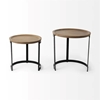 Picture of Aisley 19.3L x 19.3W x 19H Brown Wood W/ Black Metal Nesting Side Tables