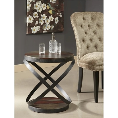 Picture of Coast To Coast Imports Kari Sheesham Wood Top and Base Accent Table in Graywash