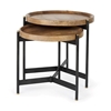 Picture of Marquisa 22.5L x 22.5W x 20.8H Brown Wood & Black Metal Base Nesting Side Tables