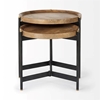 Picture of Marquisa 22.5L x 22.5W x 20.8H Brown Wood & Black Metal Base Nesting Side Tables