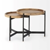 Picture of Marquisa 22.5L x 22.5W x 20.8H Brown Wood & Black Metal Base Nesting Side Tables