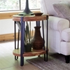 Picture of Natural Live Edge Solid Wood with Metal Round End Table in Natural