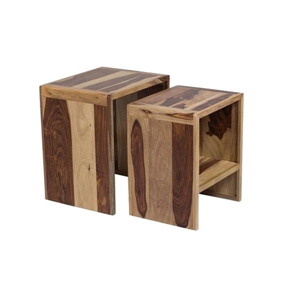 Picture of Sheesham Accents Solid Wood Set of 2 Nesting End Tables