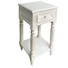 Picture of Spacious Mango Wood Side Table with Metal Ring Handle in Washed White