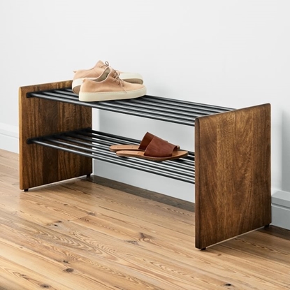 Picture of Anton Solid Wood Shoe Rack - Burnt Wax