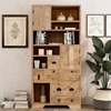 Picture of Amani 74.75 in. H Natural Mango Wood 6-Shelf Accent Bookcase with 6-Drawers