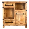 Picture of Wooden Cabinet with 2 Spacious Drawers and 2 Open Shelves in Brown and Black