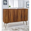 Picture of 3-door sideboard in Sheesham wood and golden metal - ORPHEA