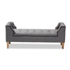 Picture of Baxton Studio Perret Tufted Linen Fabric and Wood Bench in Gray