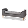 Picture of Baxton Studio Perret Tufted Linen Fabric and Wood Bench in Gray