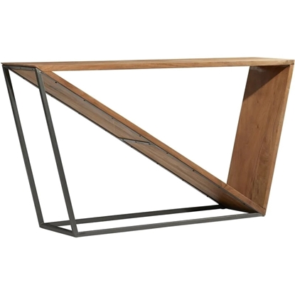 Picture of Leeds & Co 29.63"H x 13"W Large Wood and Metal Triangular Shaped Table