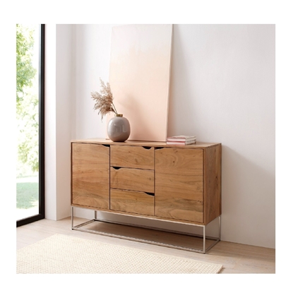 Picture of Sideboard Loca 140x39 cm acacia nature 3 drawers 2 doors