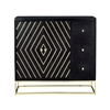 Picture of Sideboard with 3 drawers and 2 doors in Mango wood and black and gold metal art deco style- PRISMIN