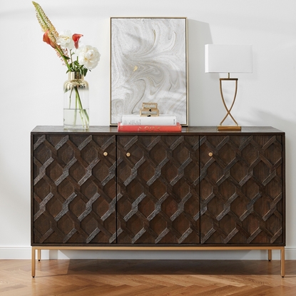 Picture of Solid wood sideboard with ornate doors Clive