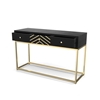 Picture of Art Deco Console 3 Drawers Mango Wood and Black and Gold Metal - PRISMIN