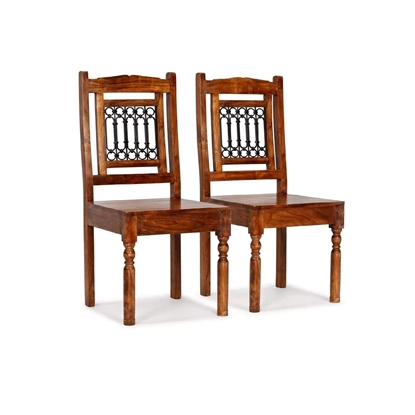 Picture of Solid Wood Sheesham Set Of Chair With Jaali At The Back