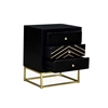 Picture of Art deco bedside table with 3 drawers PRISMIN - Mango wood and metal - Black and gold