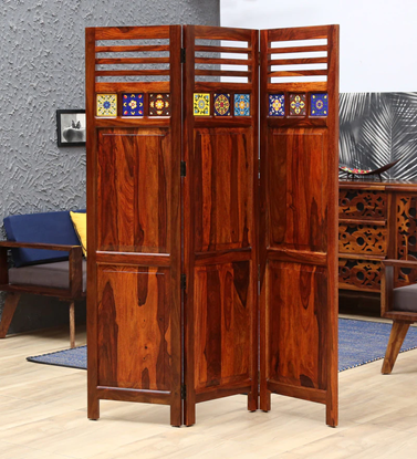 Picture of Siramika Sheesham Wood Room Divider in Natural Finish