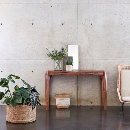 Picture of Aldrich Solid Wood Console Table In Honey Oak Finish