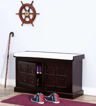 Picture of Solid Wood Shoe Rack in Passion Mahogany Finish