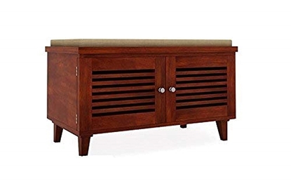 Picture of Mango Wood Shoe Rack Cabinets Shoes Storage Table Seating Bench Furniture for Home