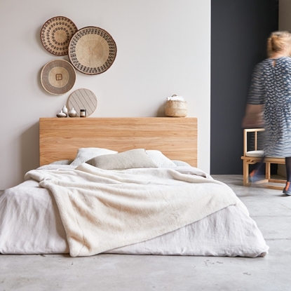 Picture of Ertie - Solid teak wood headboard with shelves