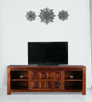 Picture of Solid Wood Tv Console in Honey Finish