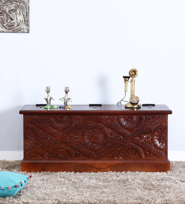 Picture of Solid Wood Handcrafted Trunk in Honey Oak Finish