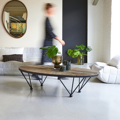 Picture of Solid elm wood and metal coffee table