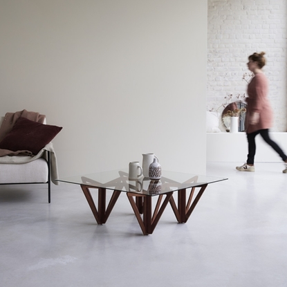 Picture of Solid teak coffee table with Glass top