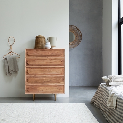 Picture of high chest of drawers made of solid acacia