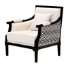 Picture of Black and White Sheesham Wood Upholstered Accent Armchair