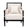 Picture of Black and White Sheesham Wood Upholstered Accent Armchair