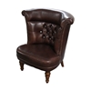 Picture of Sheesham Wood Leather Tufted Accent Barrel Chair