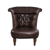 Picture of Sheesham Wood Leather Tufted Accent Barrel Chair