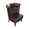 Picture of Sheesham Wood Leather Tufted Accent Barrel Chair