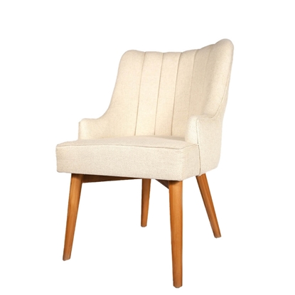 Picture of Rustic Teak Wood Mid-century Upholstered Arm Chair