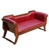 Picture of Solid Carved Wood 3 Seater Leather Sofa Loveseat Bench