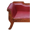 Picture of Solid Carved Wood 3 Seater Leather Sofa Loveseat Bench